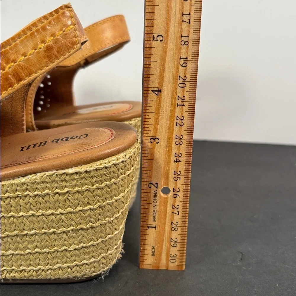 Cobb Hill Tan Leather Perforated Slingback Wedge Sandals Women’s 8